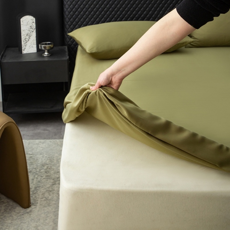 Fitted Bed Sheets Deep Pocket - 1 drap-housse en Lyocell naturel vert,