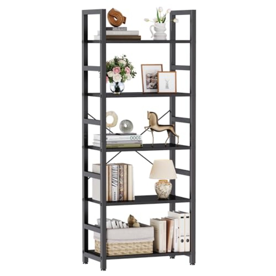 Storage & Organization - Étagère à 5 niveaux, bibliothèque haute