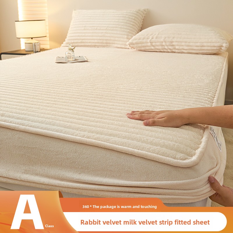 Fitted Bed Sheets Deep Pocket - Ensemble de draps-housses d'hiver en peluche