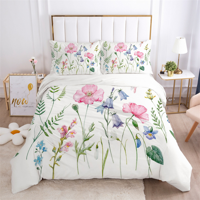 Aesthetic Floral Duvet Cover - Parure de lit en feuilles florales,