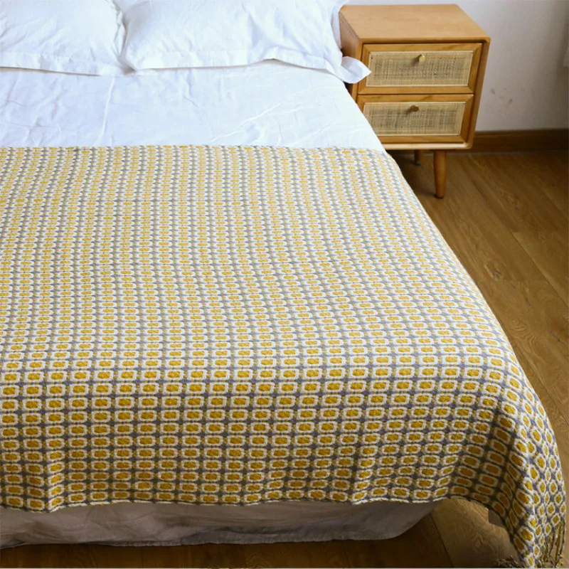 Plaid tissé jacquard à motif g - Boho Throw Blanket Fringe avis et prix